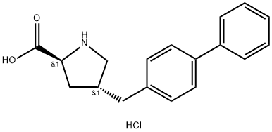(2S,4R)-4-([1,1'-ビフェニル]-4-イルメチル)ピロリジン-2-カルボン酸塩酸塩 化学構造式