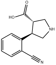 (3S,4R)-4-(2-Cyanophenyl)pyrrolidine-3-carboxylic acid 化学構造式
