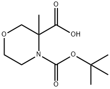 N-BOC-3-甲基吗啉-3-甲酸 结构式