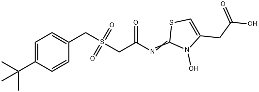 2-(2-((2-((4-(tert-Butyl)benzyl)sulfonyl)acetyl)iMino)-3-hydroxy-2,3-dihydrothiazol-4-yl)acetic acid Struktur