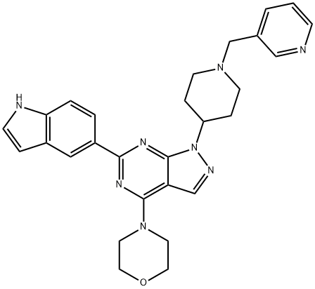 WAY-600|6-(1H-吲哚-5-基)-4-(4-吗啉基)-1-[1-(3-吡啶基甲基)-4-哌啶基]-1H-吡唑并[3,4-D]嘧啶