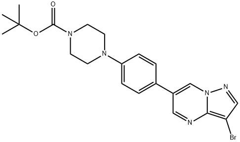 4-(4-(3-溴吡唑并[1,5-A]嘧啶-6-基)苯基)哌嗪-1-羧酸叔丁酯, 1062368-26-6, 结构式