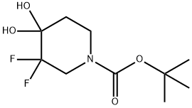 3,3-二氟-4,4-二羟基-1-哌啶羧酸叔丁酯, 1067914-83-3, 结构式