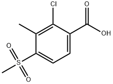 2-クロロ-3-メチル-4-(メチルスルホニル)安息香酸 化学構造式