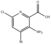3-アミノ-4-ブロモ-6-クロロピコリン酸 化学構造式