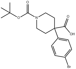 1-BOC-4-(4-溴苯基)-4-哌啶甲酸, 1076197-05-1, 结构式