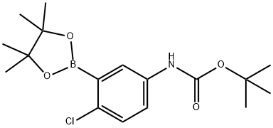 5-BOC-アミノ-2-クロロフェニルボロン酸ピナコールエステル 化学構造式
