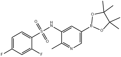 2,4-二氟-N-[2-甲基-5-(4,4,5,5-四甲基-1,3,2-二氧杂环戊硼烷-2-基)-3-吡啶基]-苯磺酰胺 结构式