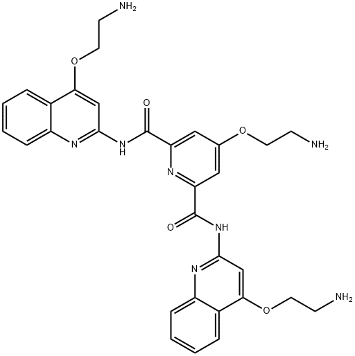 4-(2-氨基乙氧基)-N2,N6-二[4-(2-氨基乙氧基)-2-喹啉基]-2,6-吡啶二甲酰胺, 1085412-37-8, 结构式