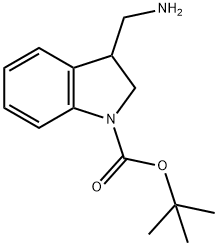 3-(氨基甲基)吲哚啉-1-甲酸叔丁酯 结构式