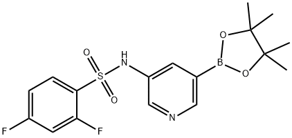 2,4-二氟-N-[5-(4,4,5,5-四甲基-1,3,2-二氧杂环戊硼烷-2-基)-3-吡啶基]苯磺酰胺 结构式