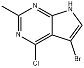 5-ブロモ-4-クロロ-2-メチル-7H-ピロロ[2,3-D]ピリミジン 化学構造式
