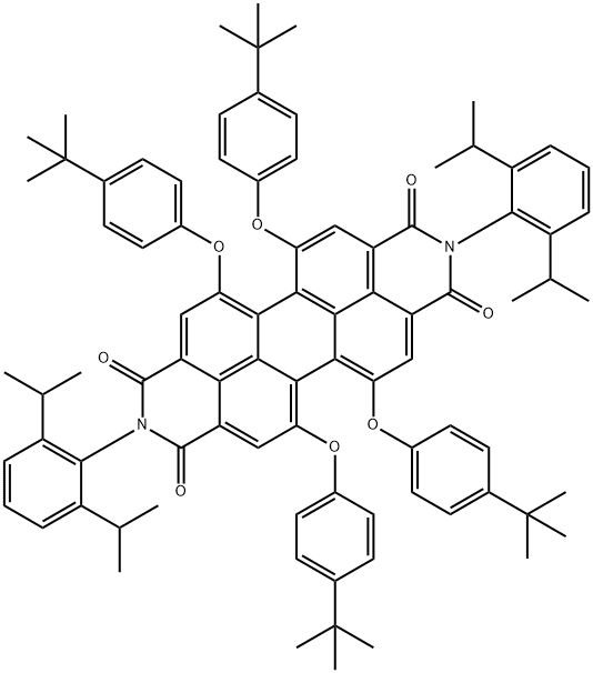 1,6,7,12-Tetrakis(4-tert-butylphenoxy)-N,N'-bis(2,6-diisopropylphenyl)-3,4,9,10-perylenetetracarboxylic DiiMide Structure