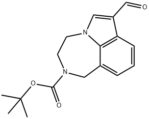 2-BOC-7-FORMYL-1,2,3,4-TETRAHYDROPYRROLO[3,2,1-JK][1,4]BENZODIAZEPINE, 1122597-86-7, 结构式