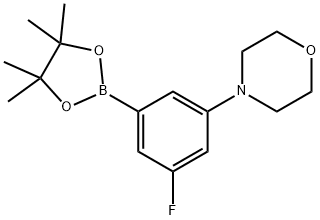 4-(3-フルオロ-5-(4,4,5,5-テトラメチル-1,3,2-ジオキサボロラン-2-イル)フェニル)モルホリン 化学構造式