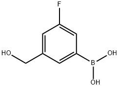 3-フルオロ-5-(ヒドロキシメチル)フェニルボロン酸 化学構造式