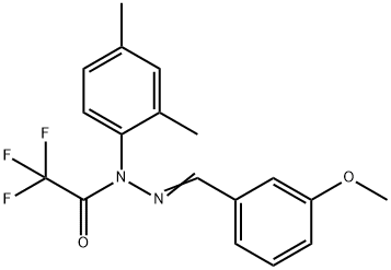 N-(2,4-ジメチルフェニル)-N′-[(E)-3-メトキシベンジリデン]-2,2,2-トリフルオロアセトヒドラジド 化学構造式