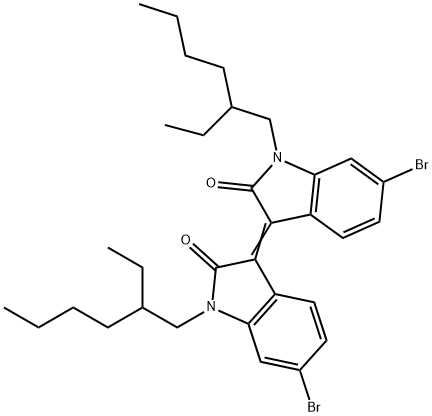6,6'-ジブロモ-1,1'-ビス(2-エチルヘキシル)-[3,3'-ビインドリニリデン]-2,2'-ジオン 化学構造式