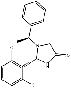 (S)-2-(2,6-dichlorophenyl)-1-((S)-1-phenylethyl)imidazolidin-4-one, 1149765-12-7, 结构式