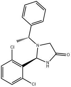 (R)-2-(2,6-dichlorophenyl)-1-((R)-1-phenylethyl)imidazolidin-4-one Structure
