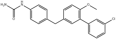 1-[4-(3′-クロロ-6-メトキシ-3-ビフェニリルメチル)フェニル]尿素 化学構造式