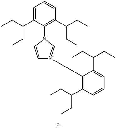 1,3-ビス(2,6-ジ(ペンタン-3-イル)フェニル)-1H-イミダゾール-3-イウムクロリド 化学構造式