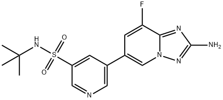 5-(2-氨基-8-氟[1,2,4]三唑并[1,5-A]吡啶-6-基)-N-(叔丁基)-3-吡啶磺酰胺, 1159824-67-5, 结构式