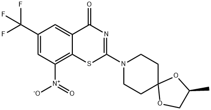 1161233-85-7 2-[(2S)-2-甲基-1,4-二氧杂-8-氮杂螺[4.5]癸烷-8-基]-8-硝基-6-三氟甲基-4H-1,3-苯并噻嗪-4-酮