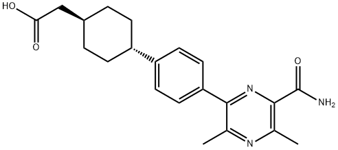 [反式-4-[4-(6-氨基甲酰基-3,5-二甲基吡嗪-2-基)苯基]环己基]乙酸, 1166827-44-6, 结构式