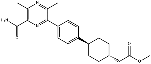 Cyclohexaneacetic acid, 4-[4-[6-(aMinocarbonyl)-3,5-diMethyl-2-pyrazinyl]phenyl]-, Methyl ester, trans- Structure