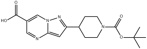 2-(4-(TERT-BUTOXYCARBONYL)PIPERIDIN-1-YL)PYRAZOLO[1,5-A]PYRIMIDINE-6-CARBOXYLIC ACID, 1169564-04-8, 结构式