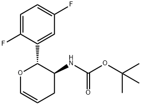 tert-butyl [(2R,3S)-2-(2,5-difluorophenyl)-3,4-dihydro-2H-pyran-3-yl]carbaMate Structure