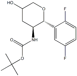 tert-butyl [(2R,3S)-2-(2,5-difluorophenyl)-5-hydroxytetrahydro-2H-pyran-3-yl]carbaMate Struktur