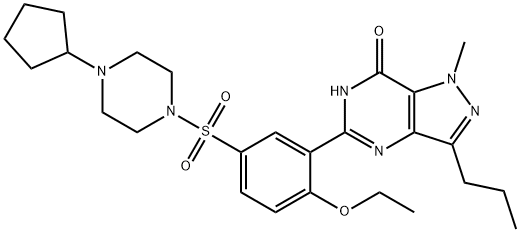 5-(5-((4-Cyclopentylpiperazin-1-yl)sulfonyl)-2-ethoxyphenyl)-1-Methyl-3-propyl-1H-pyrazolo[4,3-d]pyriMidin-7(6H)-one,1173706-34-7,结构式
