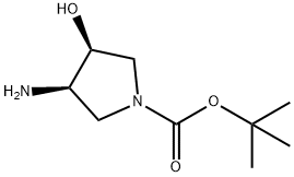 1-ピロリジンカルボン酸, 3-アミノ-4-ヒドロキシ-, 1,1-ジメチルエチルエステル, (3R,4S)- 化学構造式