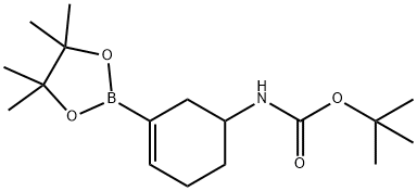 (3-(4,4,5,5-テトラメチル-1,3,2-ジオキサボロラン-2-イル)シクロヘキス-3-エン-1-イル)カルバミン酸TERT-ブチル 化学構造式