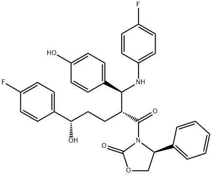 (S)-3-((2R,5S)-5-(4-fluorophenyl)-2-((S)-(4-fluorophenylaMino)(4-hydroxyphenyl)Methyl)-5-hydroxypentanoyl)-4-phenyloxazolidin-2-one Structure