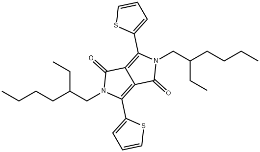 2,5-双(2-乙基己基)-3,6-双(噻吩-2-基)吡咯并[3,4-C]吡咯-1,4(2H,5H)-二酮, 1185885-86-2, 结构式