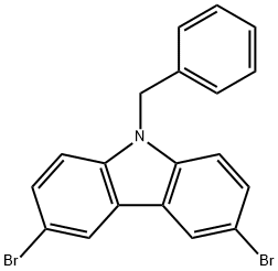 9-ベンジル-3,6-ジブロモカルバゾール 化学構造式