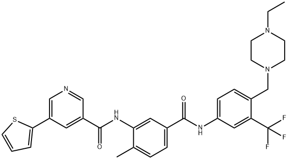 BenzaMide, N-[4-[(4-ethyl-1-piperazinyl)Methyl]-3-(trifluoroMethyl)phenyl]-4-Methyl-3-[[[5-(2-thienyl)-3-pyridinyl]carbonyl]aMino]- Struktur