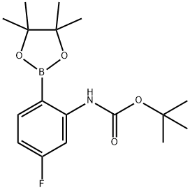 [5-氟-2-(4,4,5,5-四甲基-1,3,2-二氧杂环戊硼烷-2-基)苯基]氨基甲酸叔丁酯 结构式