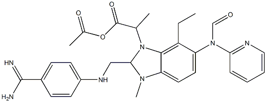 Ethyl 3-(2-(((4-carbaMiMidoylphenyl)aMino)Methyl)-1-Methyl-N-(pyridin-2-yl)-1H-benzo[d]iMidazole-5-carboxaMido)propanoate acetate Structure