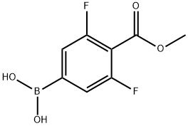 3,5-ジフルオロ-4-(メトキシカルボニル)フェニルボロン酸 化学構造式