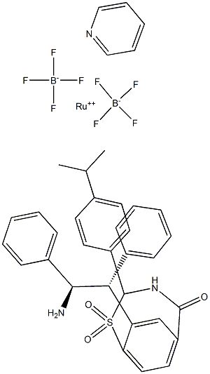 {[(1R,2R)-2-氨基-1,2-二苯基乙基](4-甲苯磺酰基)酰氨基}(对-伞花烃)(吡啶)钌(II)四氟硼酸盐 结构式