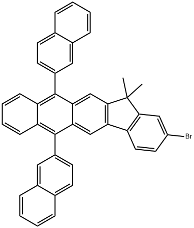 2-ブロモ-13,13-ジメチル-6,11-ジ(ナフタレン-2-イル)-13H-インデノ[1,2-b]アントラセン 化学構造式