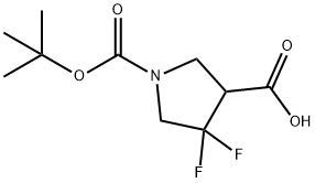 1-(TERT-ブトキシカルボニル)-4,4-ジフルオロピロリジン-3-カルボン酸 化学構造式