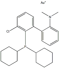 クロロ(2-ジシクロヘキシルホスフィノ-2'-ジメチルアミノビフェニル)金(I) 化学構造式