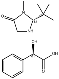 (R)-2-tert-butyl-3-Methyl-4-oxoiMidazolidin-1-iuM (R)-2-hydroxy-2-phenylacetate Structure
