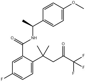 5-氟-N-[(1S)-1-(4 -甲氧基苯基)乙基] -2 -(4,4,4-三氟-1,1-二甲基-3-氧代丁基)-苯甲酰胺, 1198785-54-4, 结构式