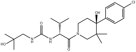 Urea, N-[(1R)-1-[[(4S)-4-(4-chlorophenyl)-4-hydroxy-3,3-diMethyl-1-piperidinyl]carbonyl]-2-Methylpropyl]-N'-(2-hydroxy-2-Methylpropyl)- Struktur